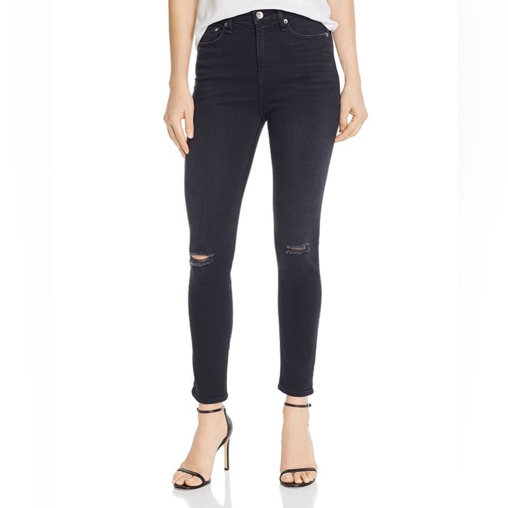 Rag & Bone Nina High-Rise Distressed Ankle Skinny Jeans in Roswell size 27